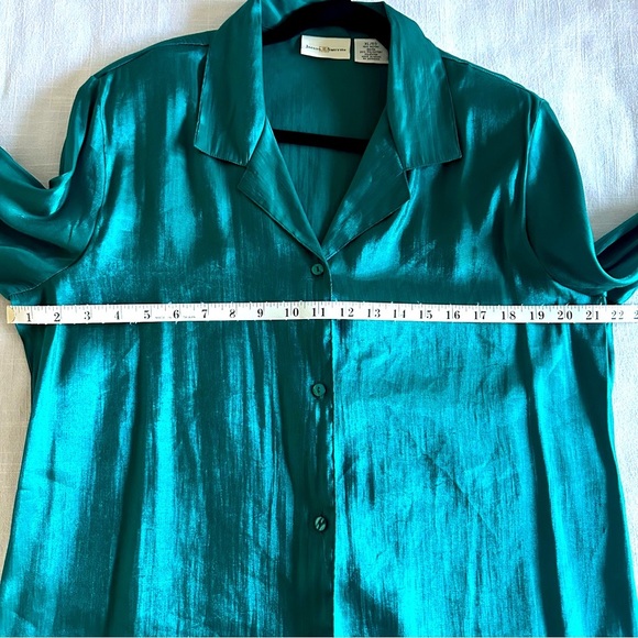 Jaclyn Smith Womens Button Up LS Blouse Sz XL Shimmery Old Money Office Siren - Picture 6 of 10
